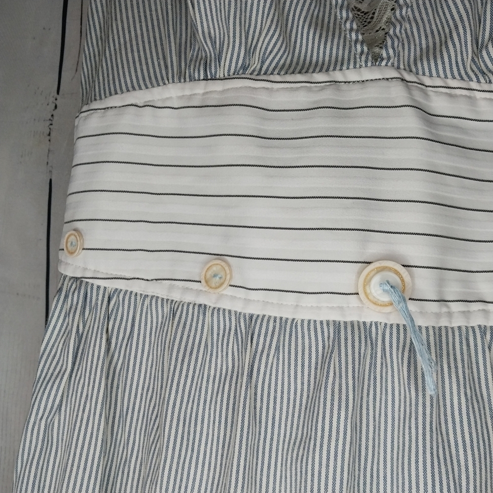 Mur Mur Sleeveless Boho V-Neck Striped 100% Cotton Ruffled Coastal Dress - Picture 7 of 14